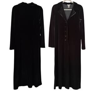 CABI Velvet Velour Goth Y2K Fitted Long Line Duster Coatigan in Black Size M